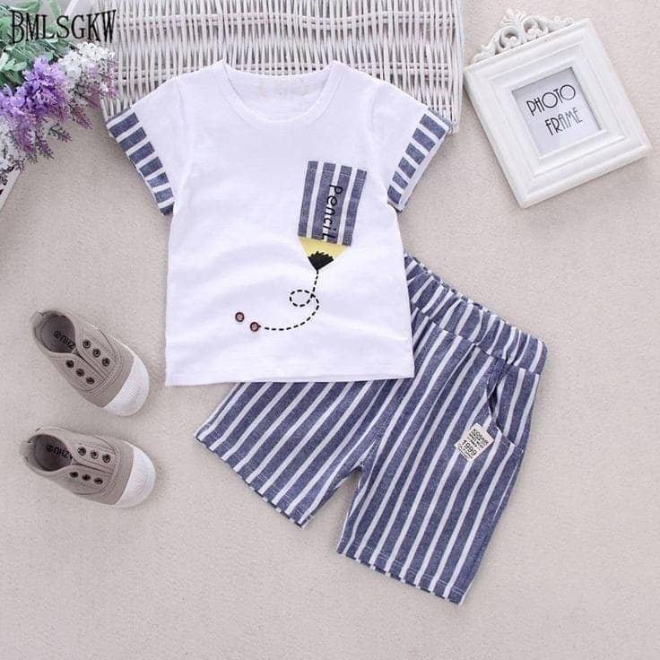 ODIMENT Pack of 5 Boys Cotton T-Shirt & Shorts Set ( White )