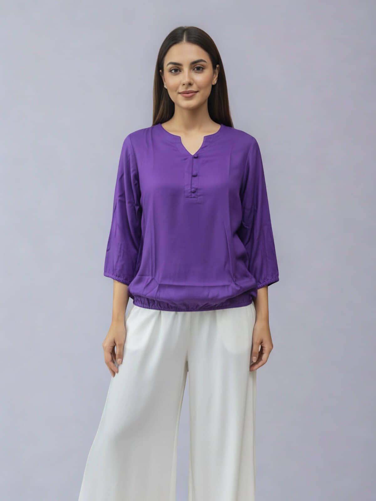 QuaClo Women's Viscose Rayon Regular Top ( Purple )