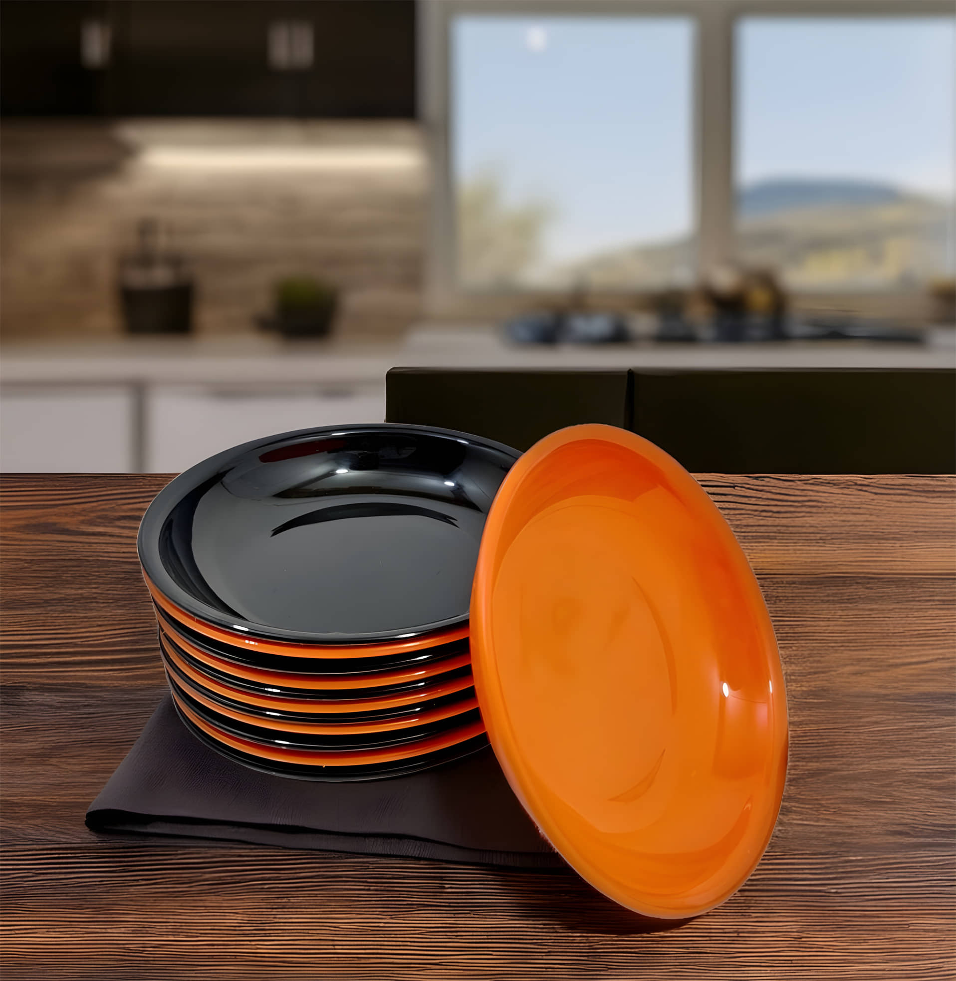 Inpro 12 Pcs Plastic Black Quarter Plate