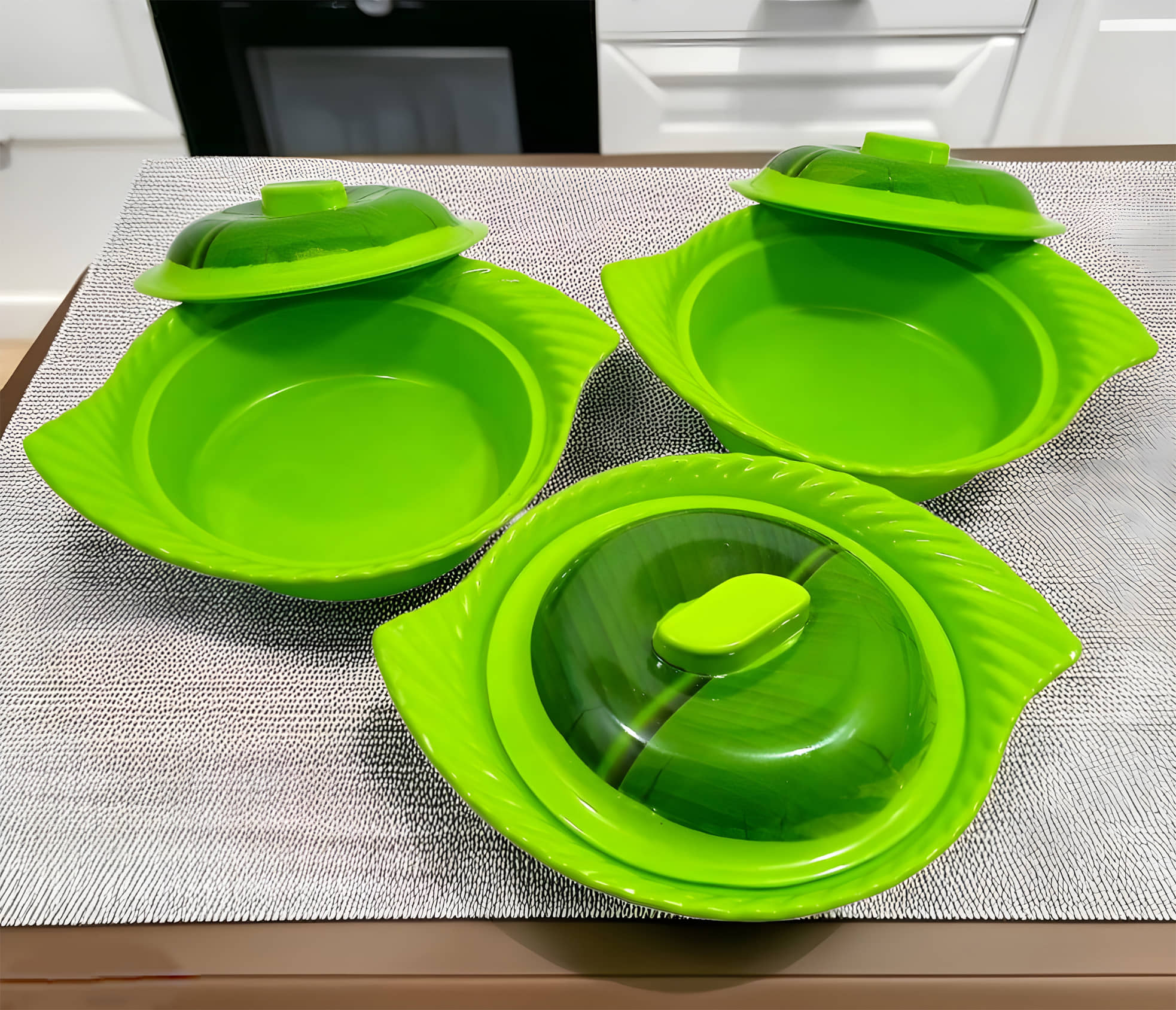 Inpro Banana Leaf Design Melamine Printed Serving Bowl 20 cm ( Set of 3 ) Green