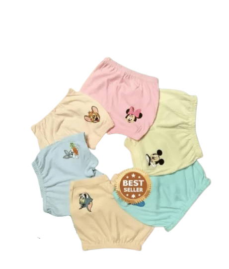 HUMBIRD Pack of 6 Cotton Panties For Baby Girls ( Multicolor )