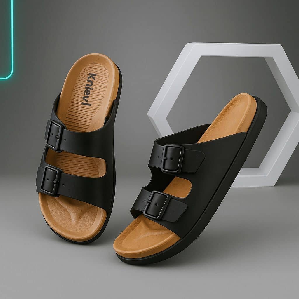 KNIEVL Black Men's Slide Flip Flop