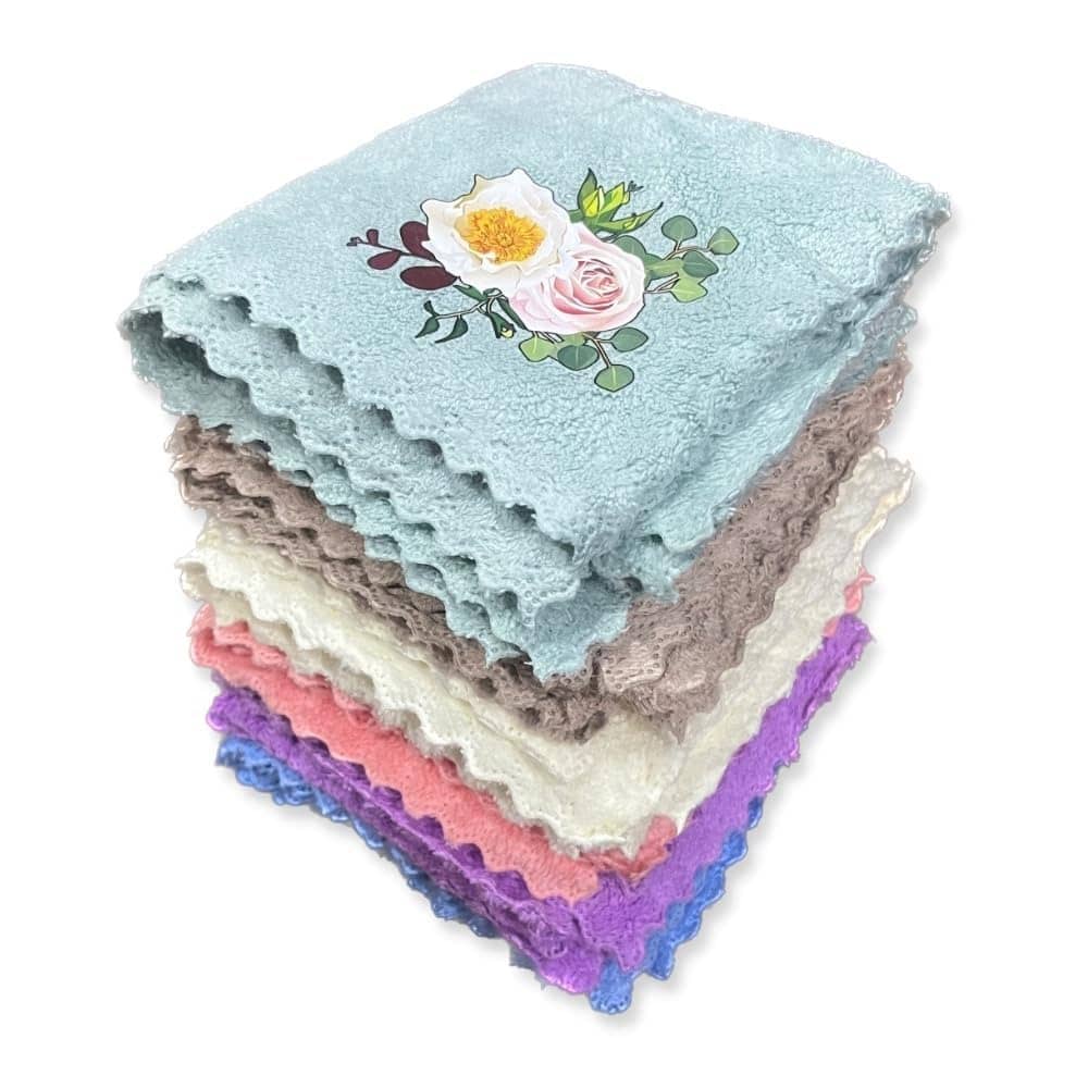 Suraj Enterprises Microfibre Floral Face Towel 351-400 GSM ( Pack of 10 ) - Multicolor - Towels | Buy online on ZillyBuy