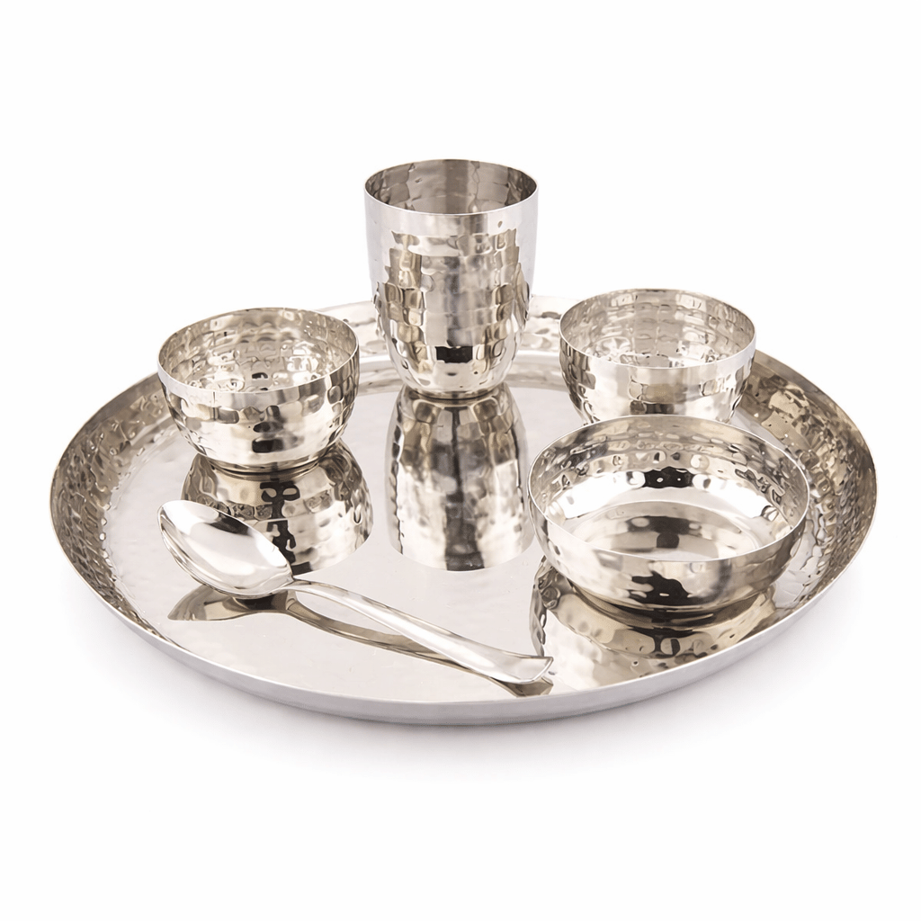 Visaxmi VX-HMR-DS06 Plain Stainless Steel Dinner Set ( Pack of 6 ) Silver