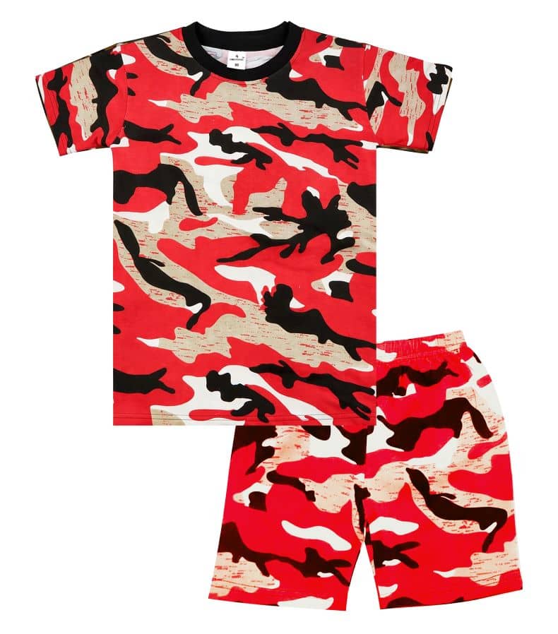 COOLTEES4U Pack of 2 Unisex Cotton T-Shirt & Shorts Set ( Red )