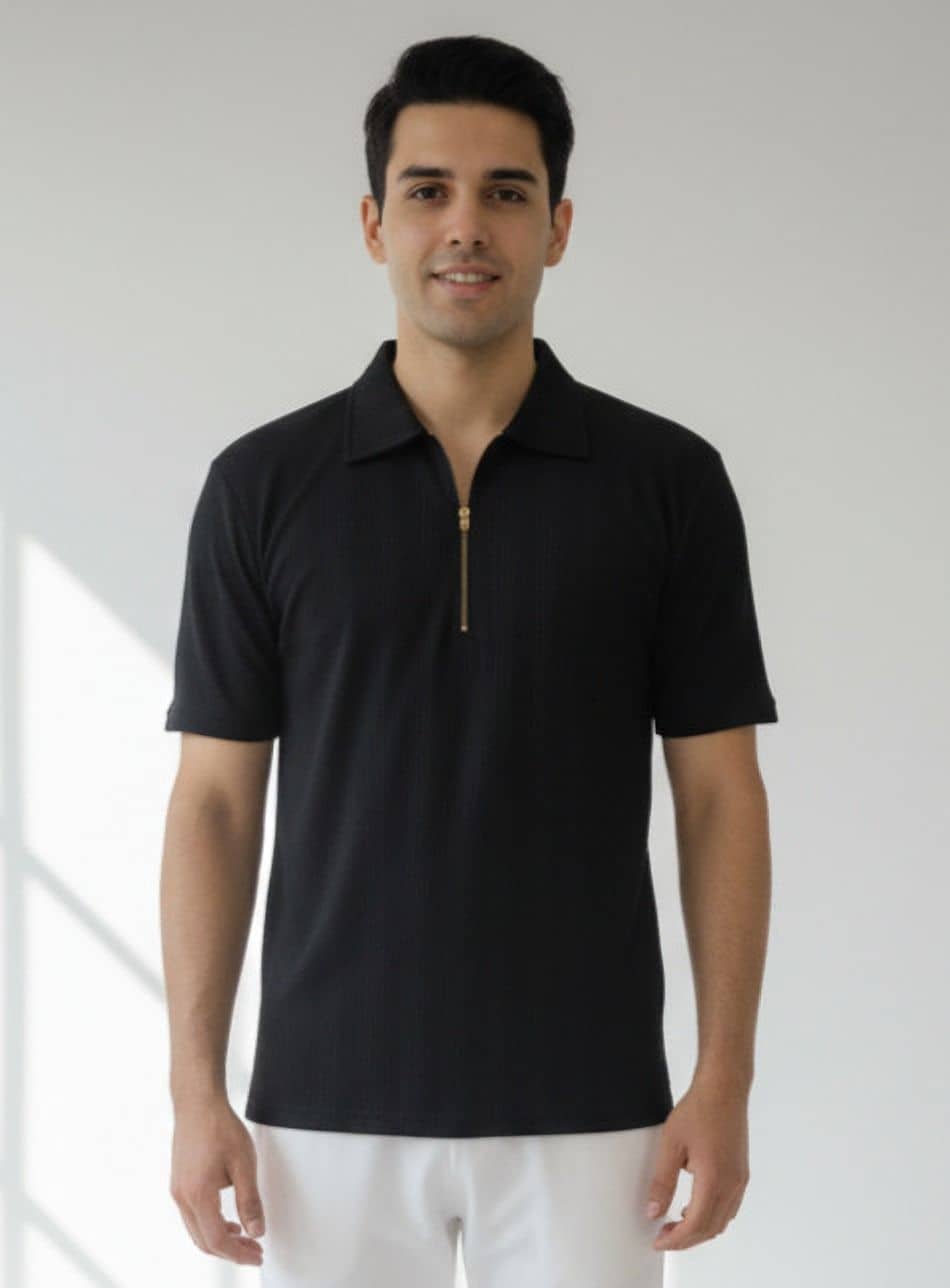 Dollar Men Polyester Regular Fit Solid T-Shirt ( Black )