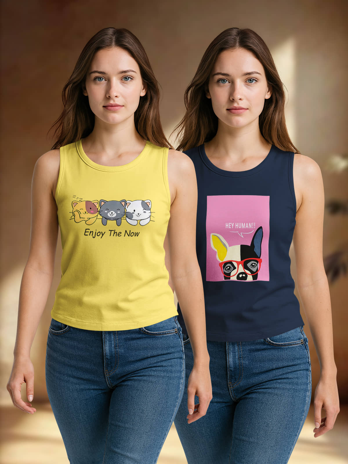 HELLCAT Sleeveless Womens Tshirt | Tshirt for Women | Pack of 2_Multi5