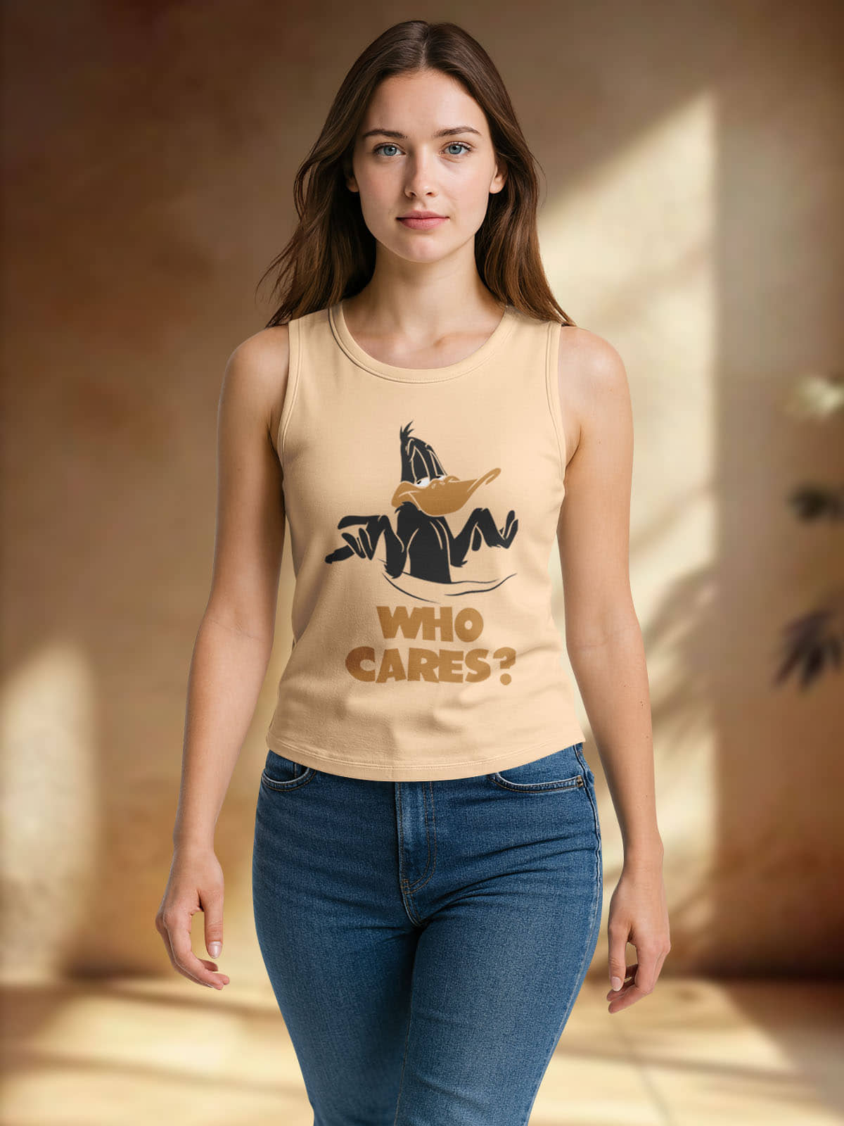 HELLCAT Sleeveless Womens Tshirt | Tshirt for Women_Beige8