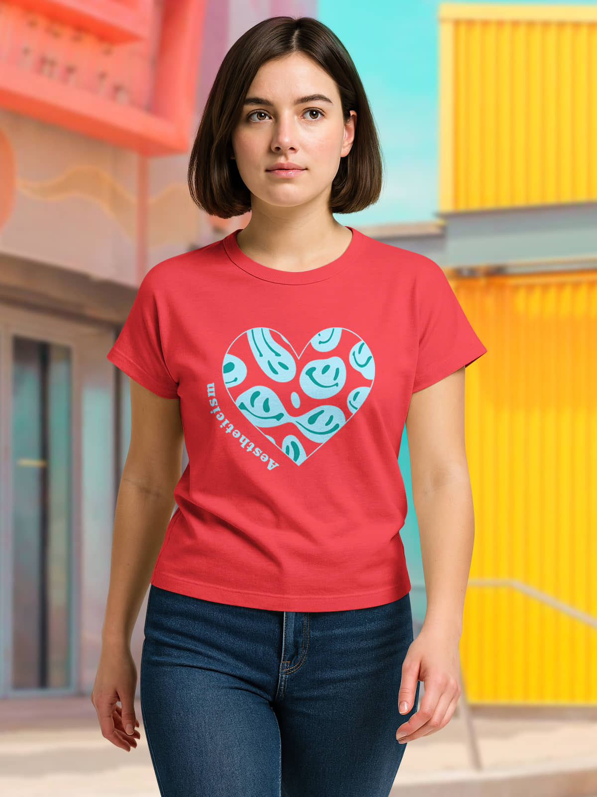 HELLCAT Mulitcolor Trendy Printed Body Fit T-Shirt for Women | Pack of 1 T-Shirt_Red7