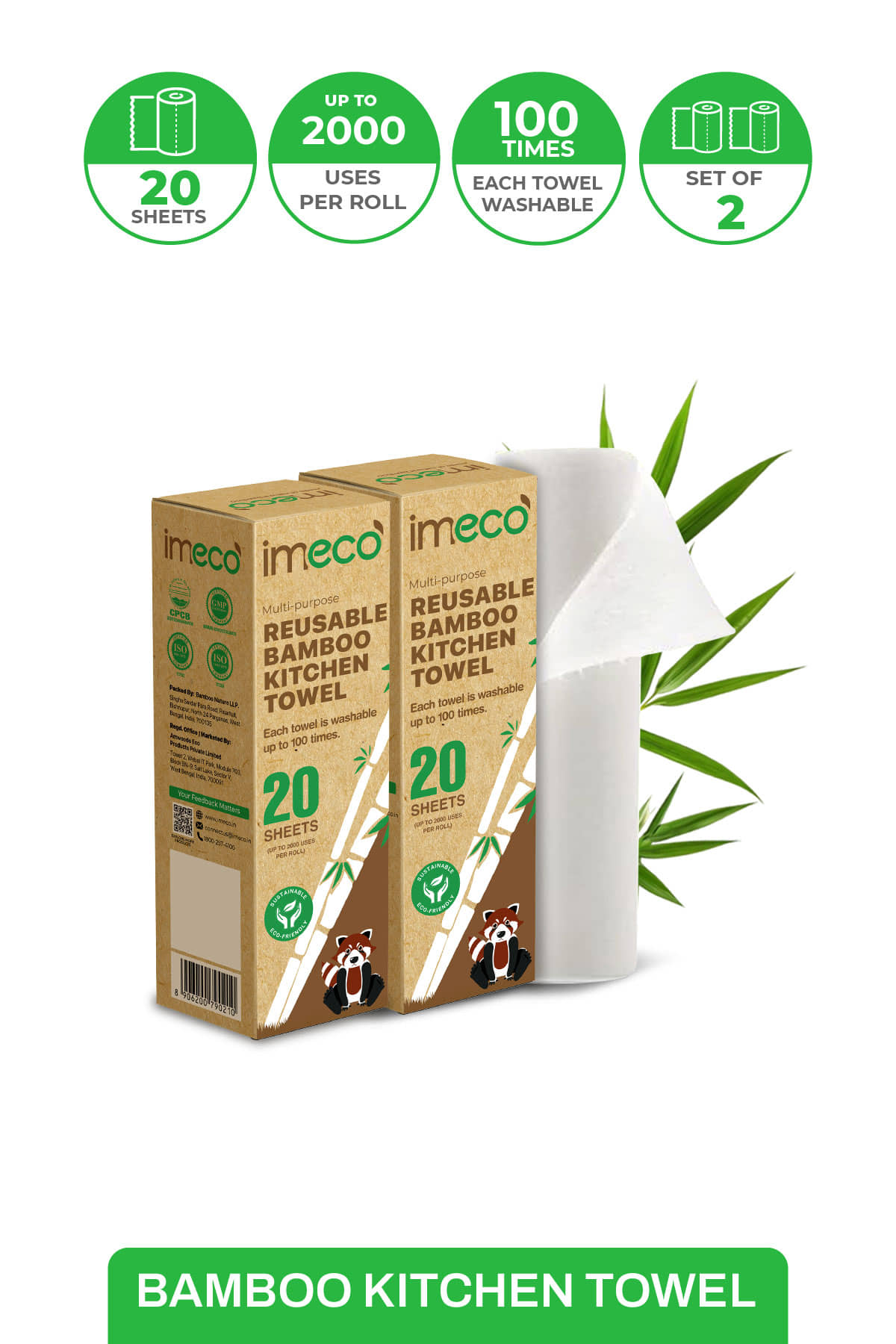 I'm Eco Set of 2 Others Bamboo Kitchen Towel - Towels | Buy online on ZillyBuy