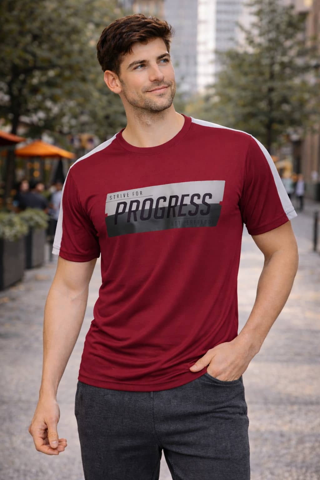 RF RAVES Men Polyester Regular Fit Printed T-Shirt ( Maroon )