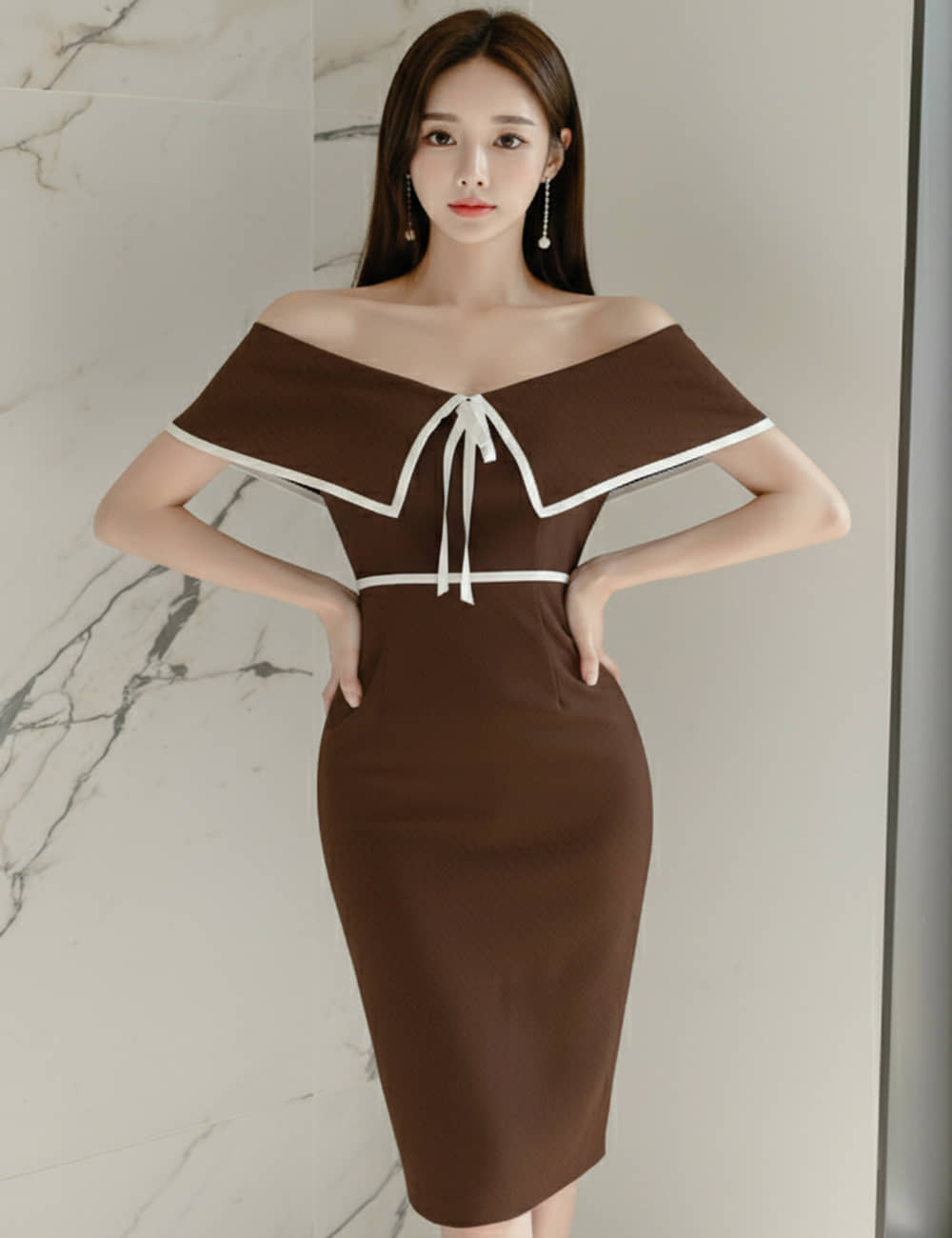 VIOUR Women Polyester Solid Bodycon Dress ( Brown )
