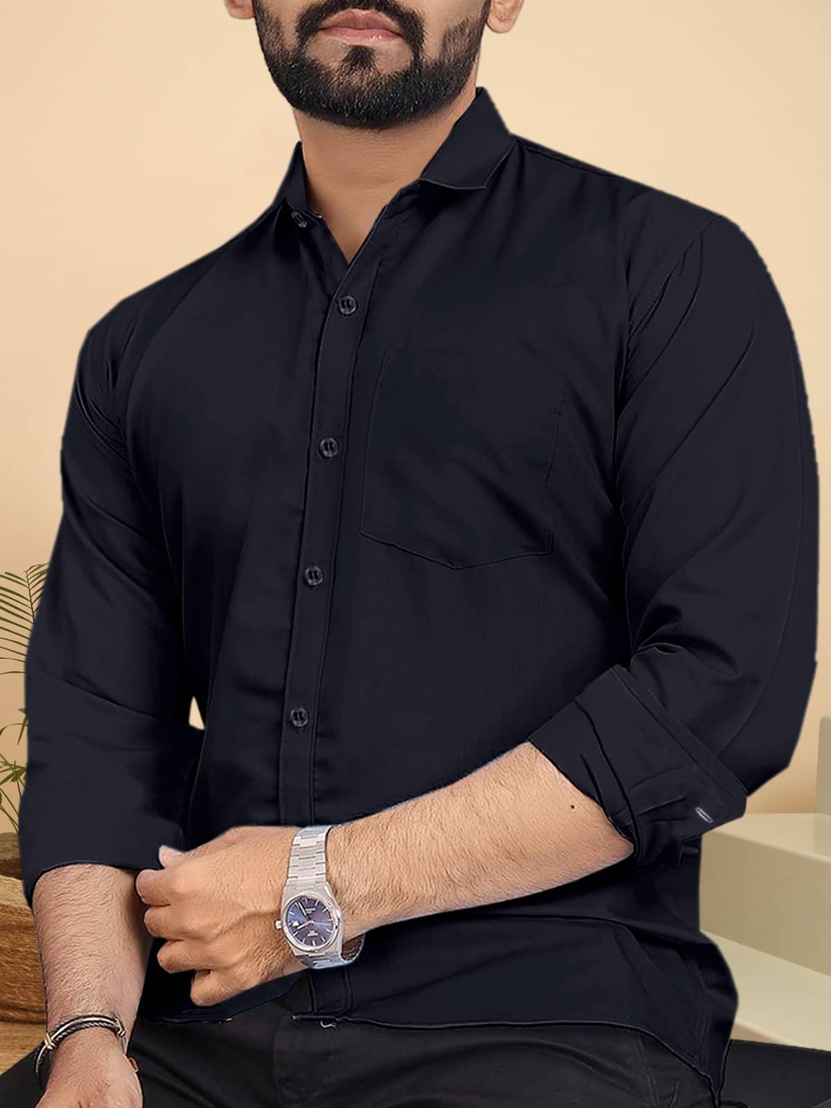 ALY JH0N 100% Cotton Regular Fit Solids Full Sleeves Men's Casual Shirt - Green ( Pack of 1 )