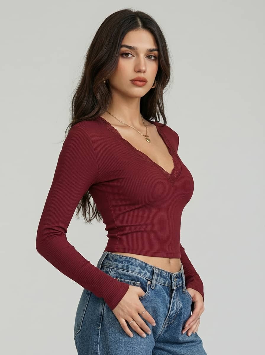Istyle Can Women's Polyester Crop Top ( Maroon )