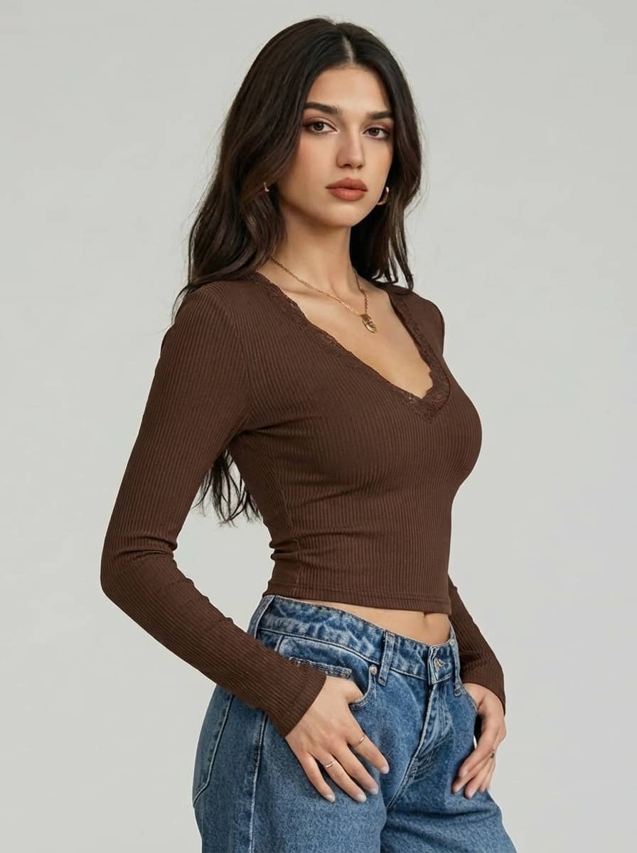 Istyle Can Women's Polyester Crop Top ( Brown )