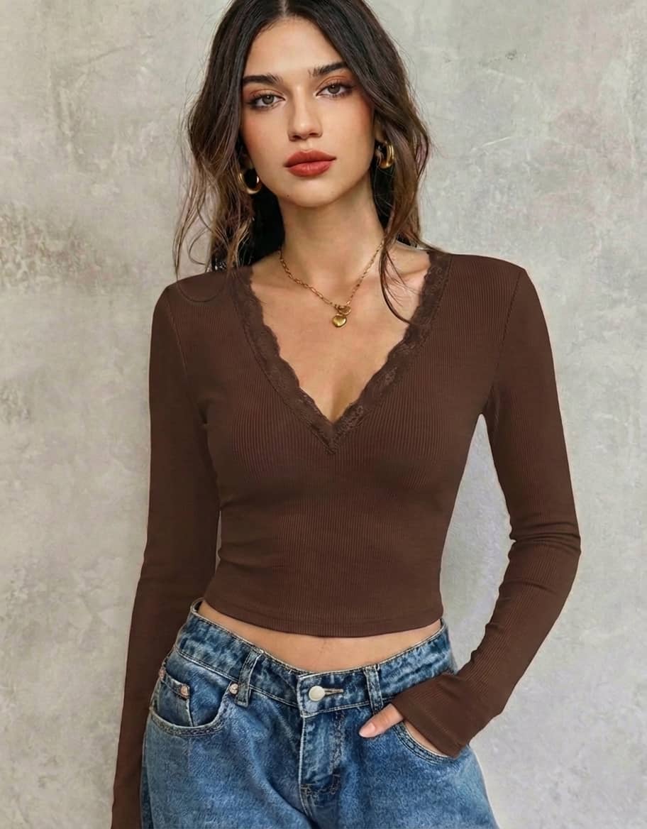 Istyle Can Women's Polyester Crop Top ( Brown )