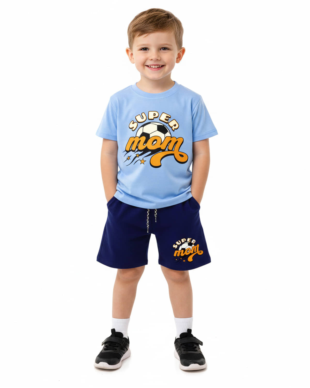 RBF84 Pack of 1 Baby Boys Cotton T-Shirt & Shorts Set ( Light Blue )