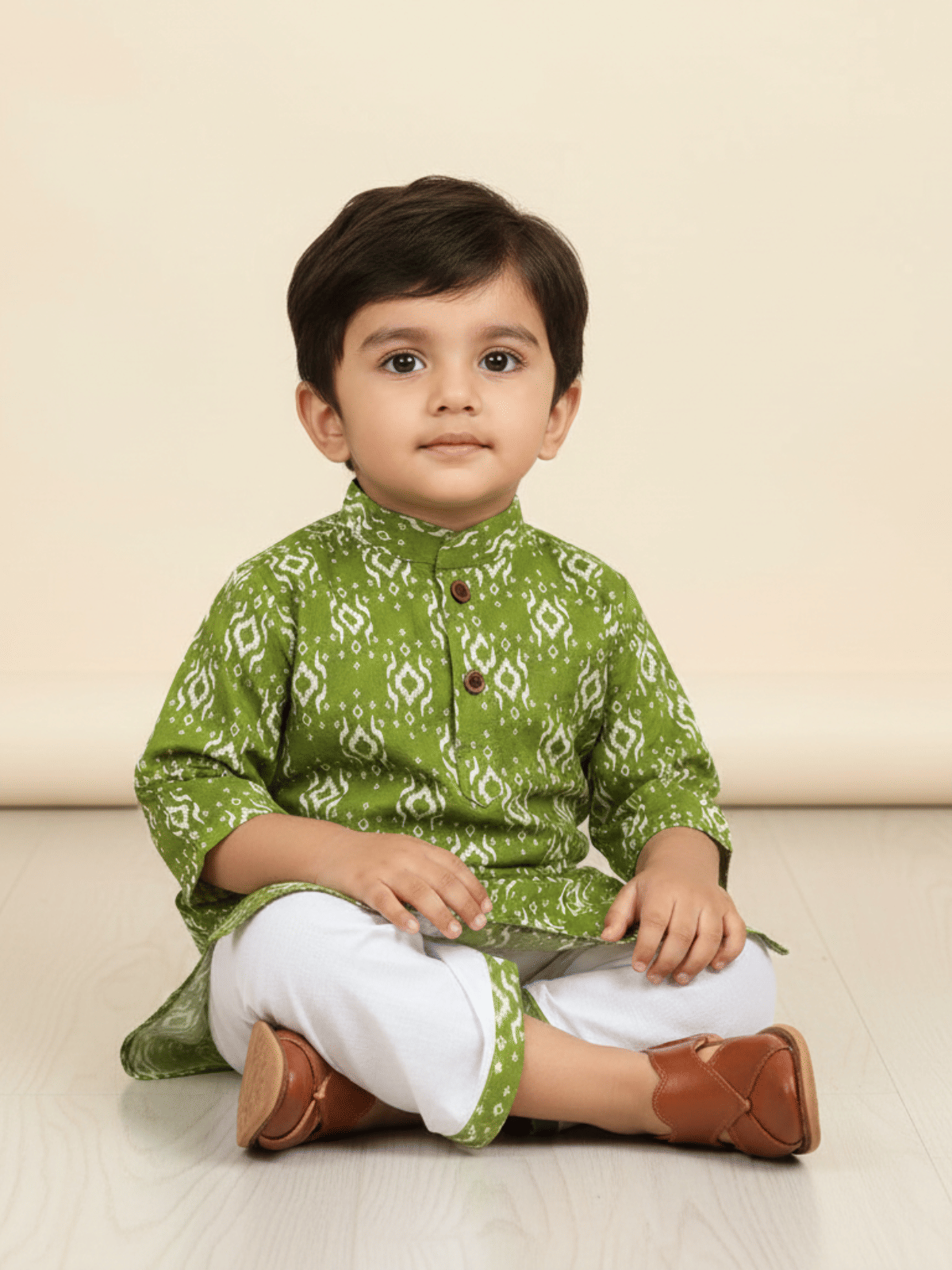 mustmom Baby Boys Rayon Green,White Dhoti Kurta Set ( Pack of 1 ) - Kurtas & Kurta Sets | Buy online on ZillyBuy