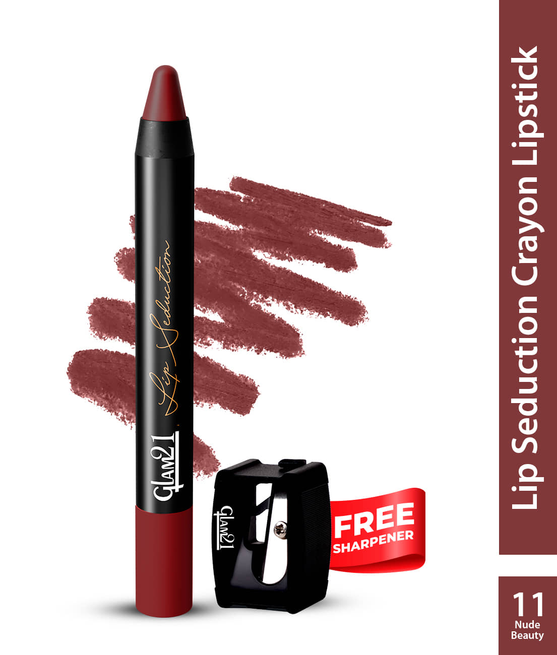 Glam21 Lip Seduction Non- Transfer Crayon Lipstick With Creamy Matte Formula 2.8gm Silky Brown-09