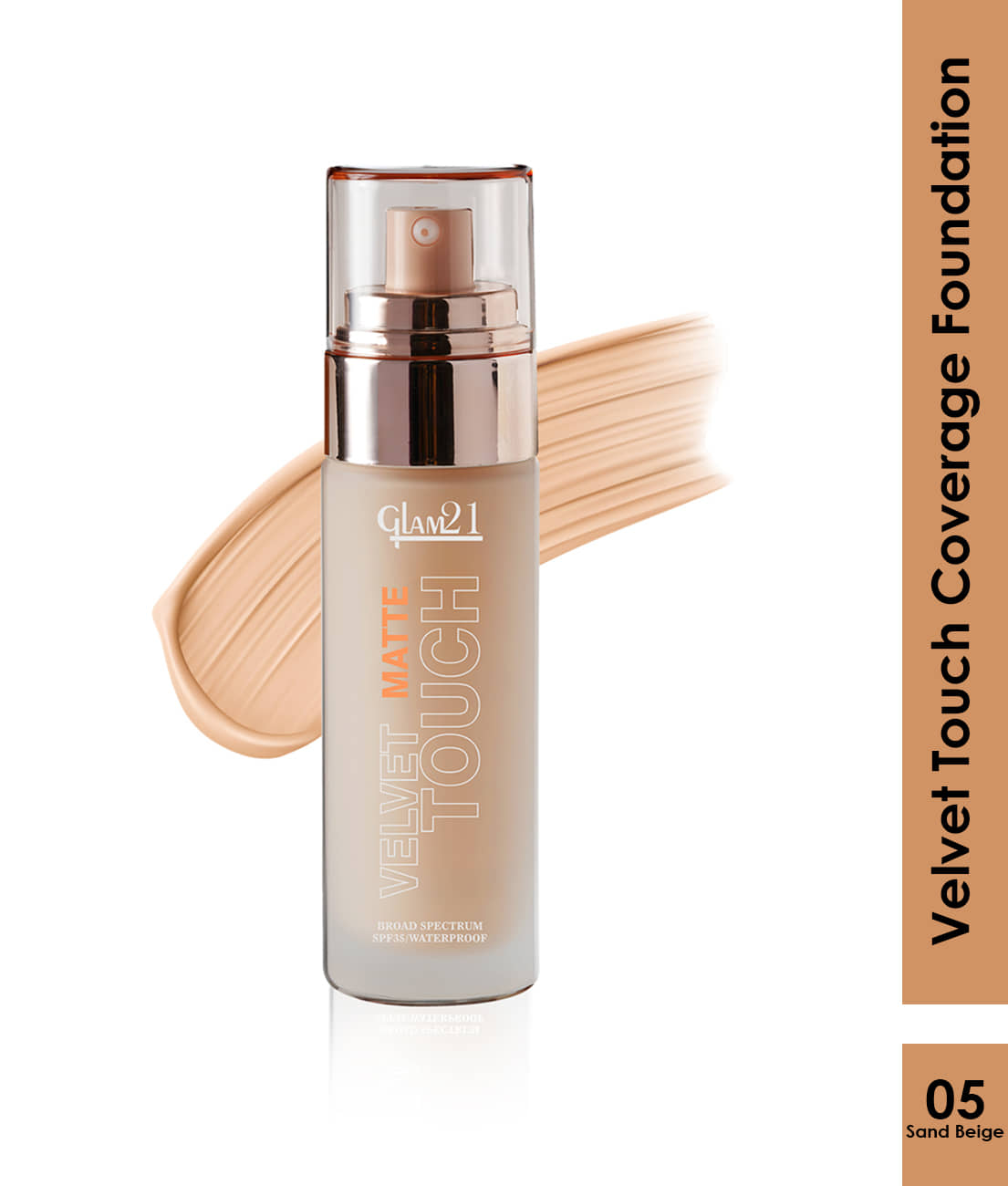 Glam21 Velvet Touch Oil Control Silk Foundation Waterproof SPF 35 Long Lasting 50g Almond04