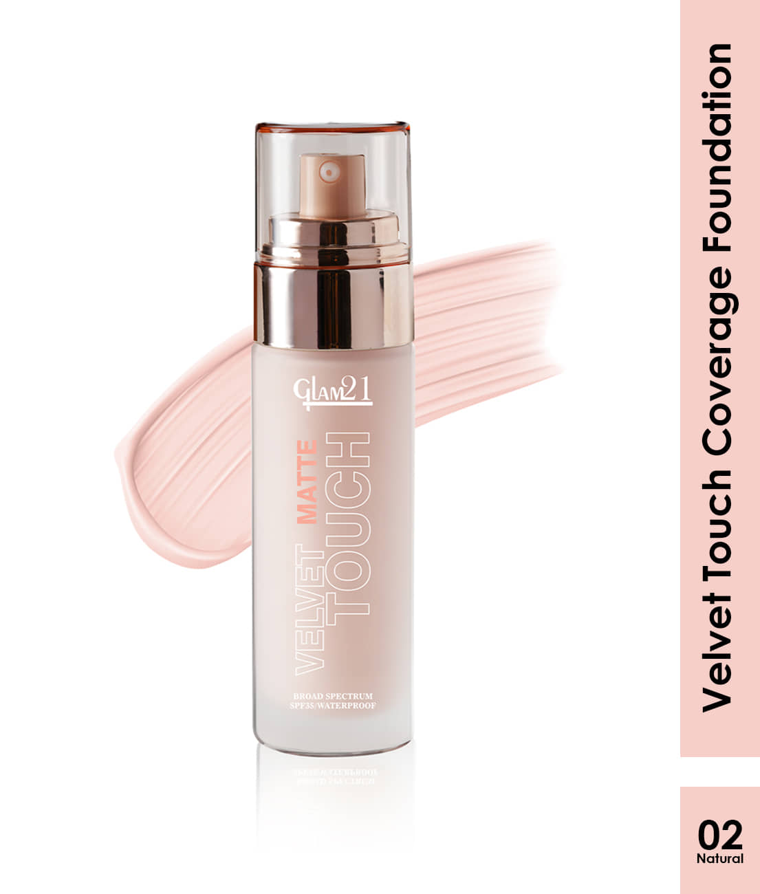 Glam21 Velvet Touch Oil Control Silk Foundation Waterproof SPF 35 Long Lasting 50g Almond04