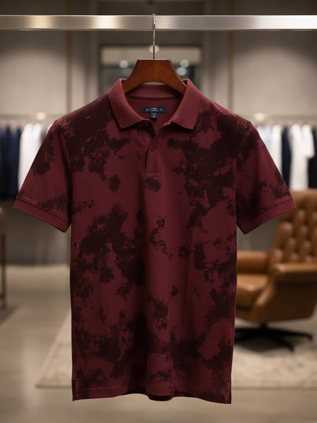 Merriment Men Polyester Regular Fit Printed Polo T Shirt ( Maroon )