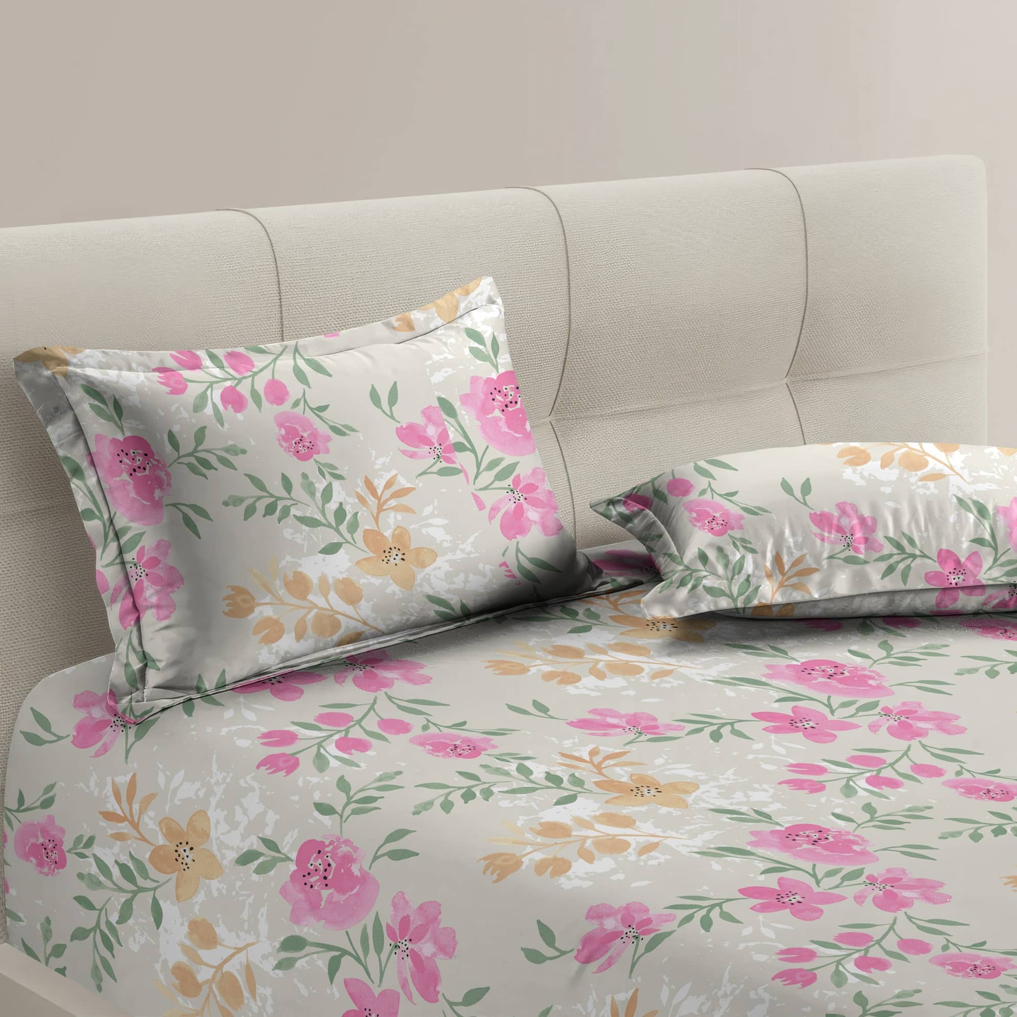Apala Pink Microfiber 1 Double King Bedsheet with 2 Pillow Covers ( 254 cm x 228 cm )