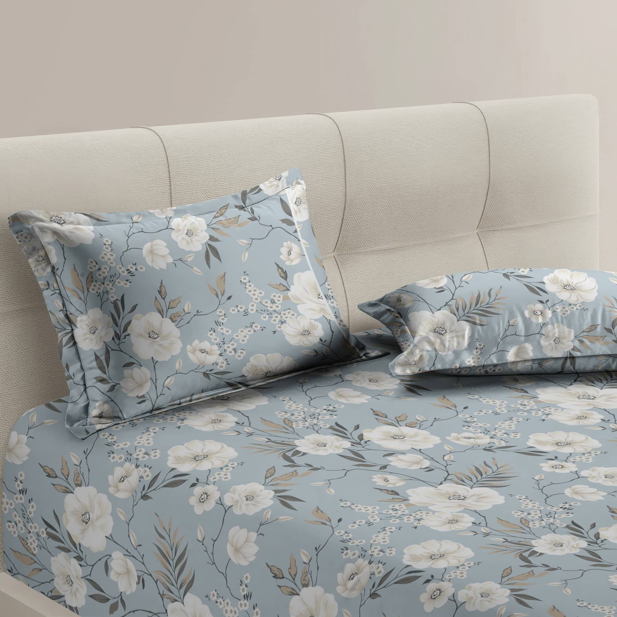 Apala Sky Blue Microfiber 1 Double King Bedsheet with 2 Pillow Covers ( 254 cm x 228 cm )