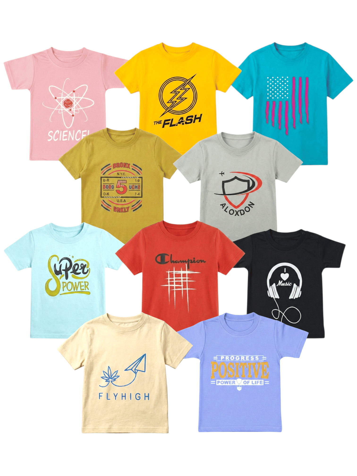 LEMONYFABRICS Pack of 10 Boys Cotton Blend T-Shirt ( Multicolor )