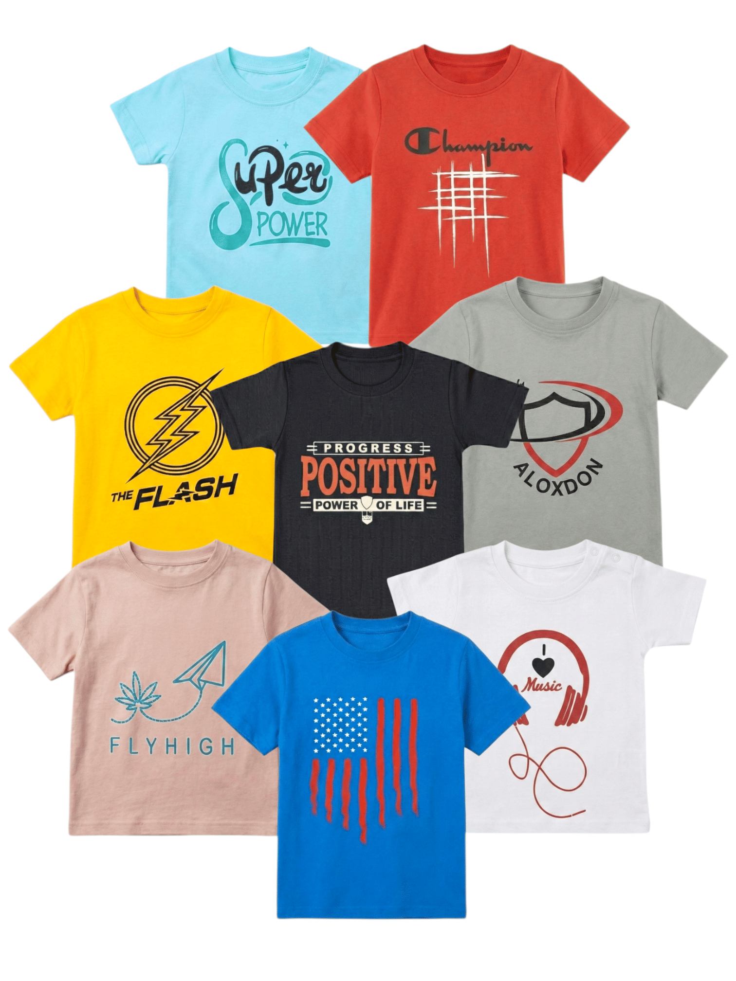 LEMONYFABRICS Pack of 8 Boys Cotton Blend T-Shirt ( Multicolor )