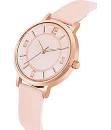 VIRAKTI Peach Leather Analog Womens Watch