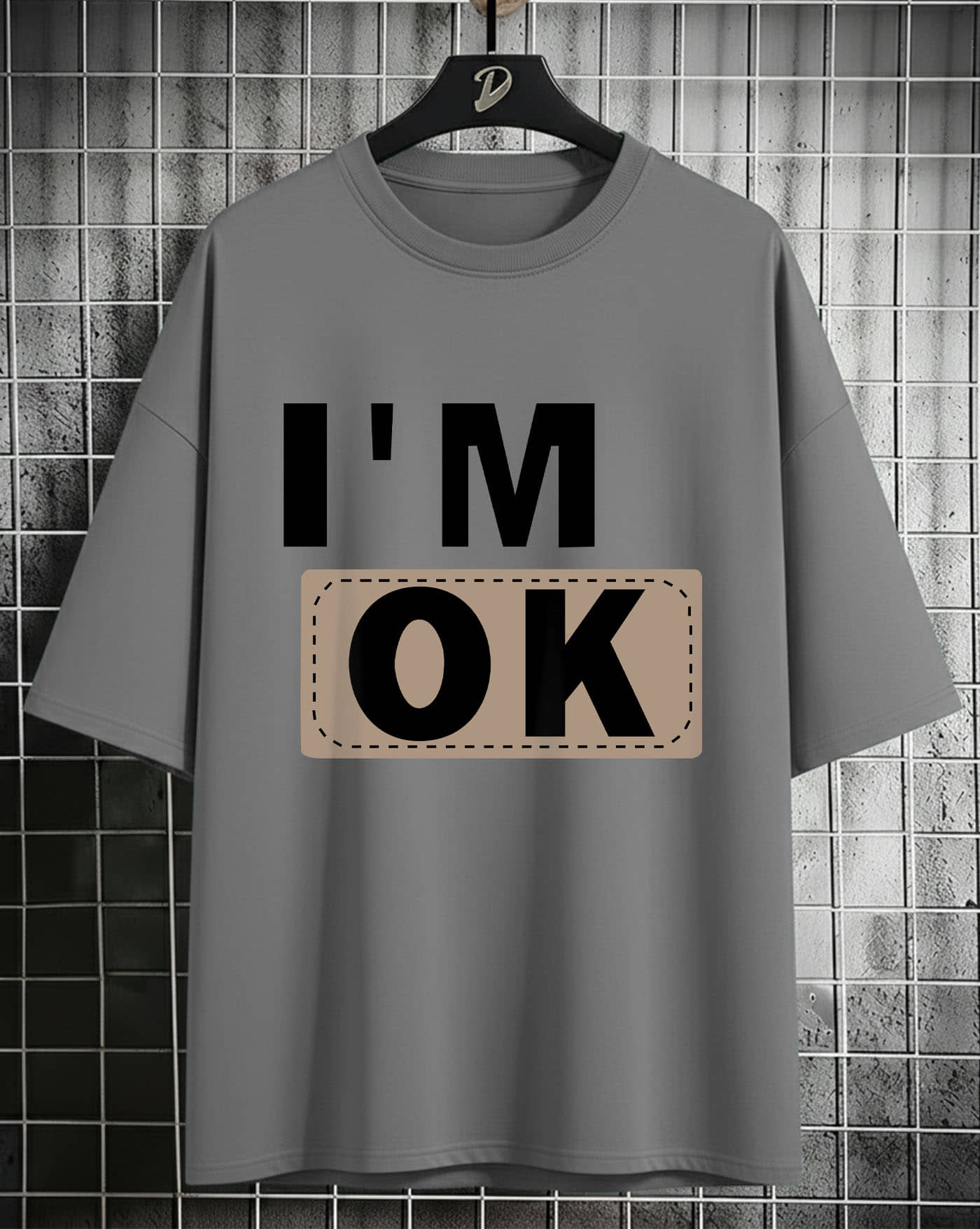AUSK Men Cotton Blend Oversized Fit Printed T-Shirt ( Grey )
