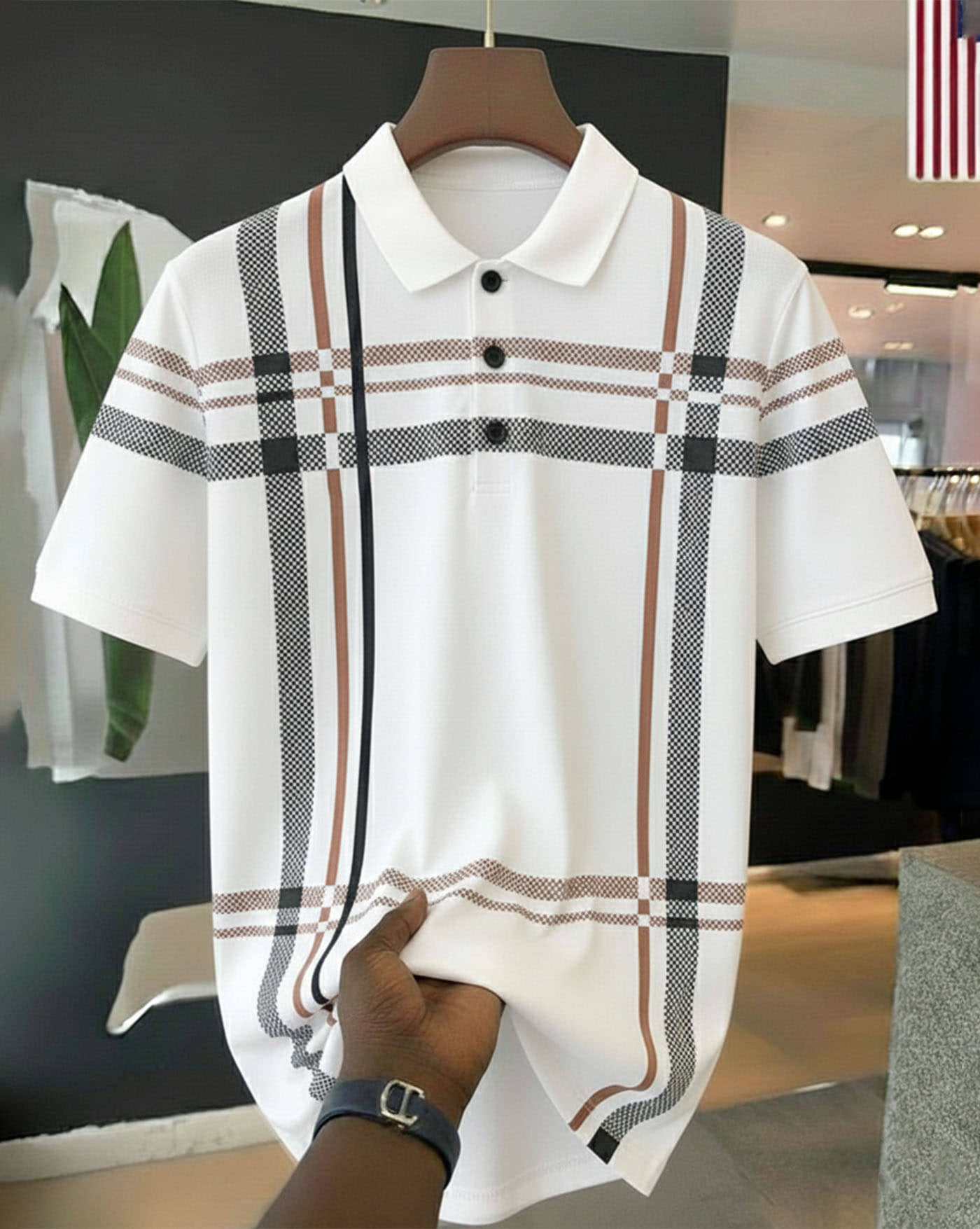 AUSK Men Cotton Blend Regular Fit Printed Polo T Shirt ( Blue )
