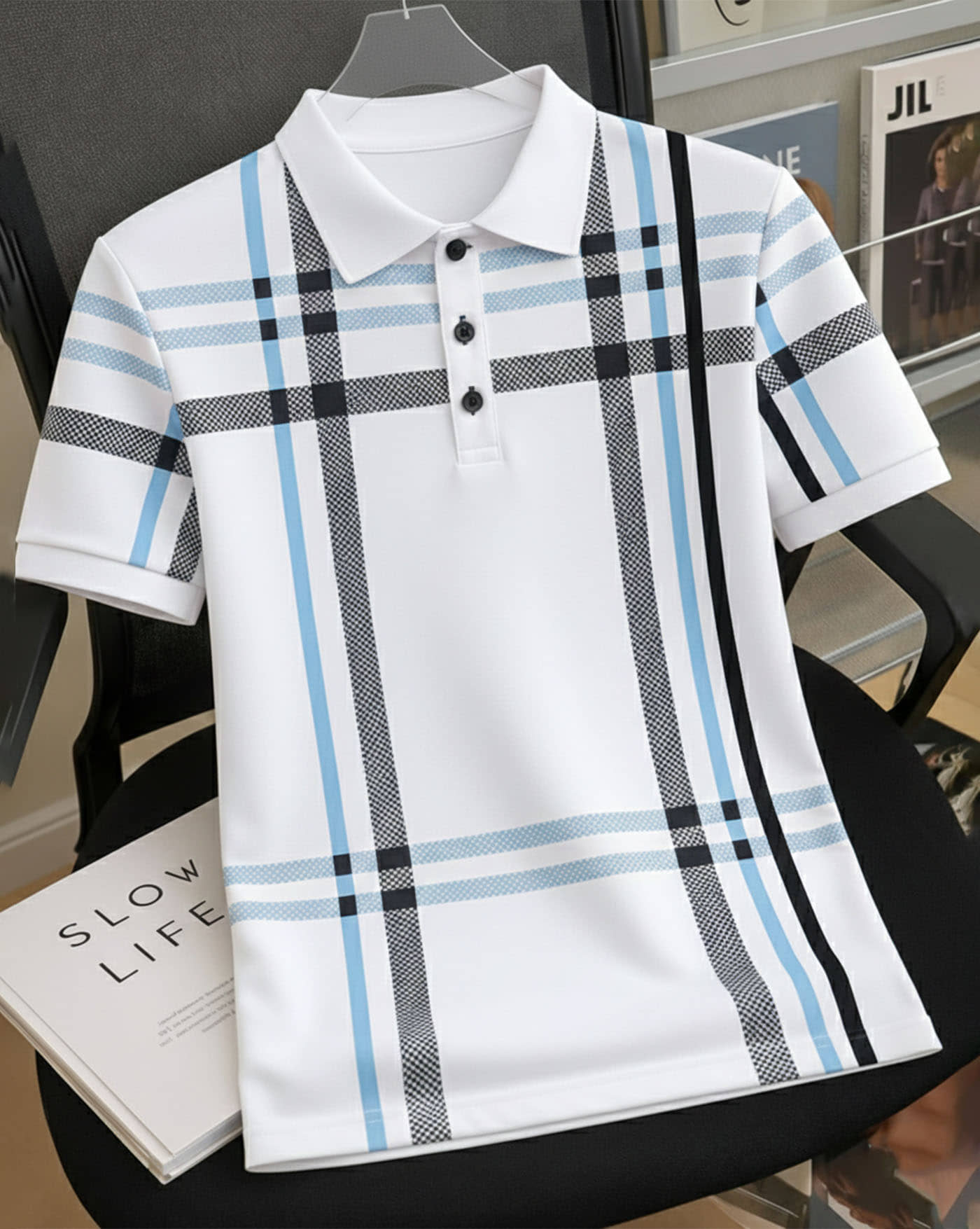 AUSK Men Cotton Blend Regular Fit Printed Polo T Shirt ( White )