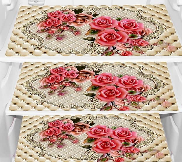 CreadCraft PVC Floral Fridge Mats ( 30 44 ) Pack of 3 - Green