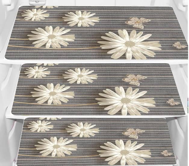 CreadCraft PVC Floral Fridge Mats ( 30 44 ) Pack of 3 - Orange