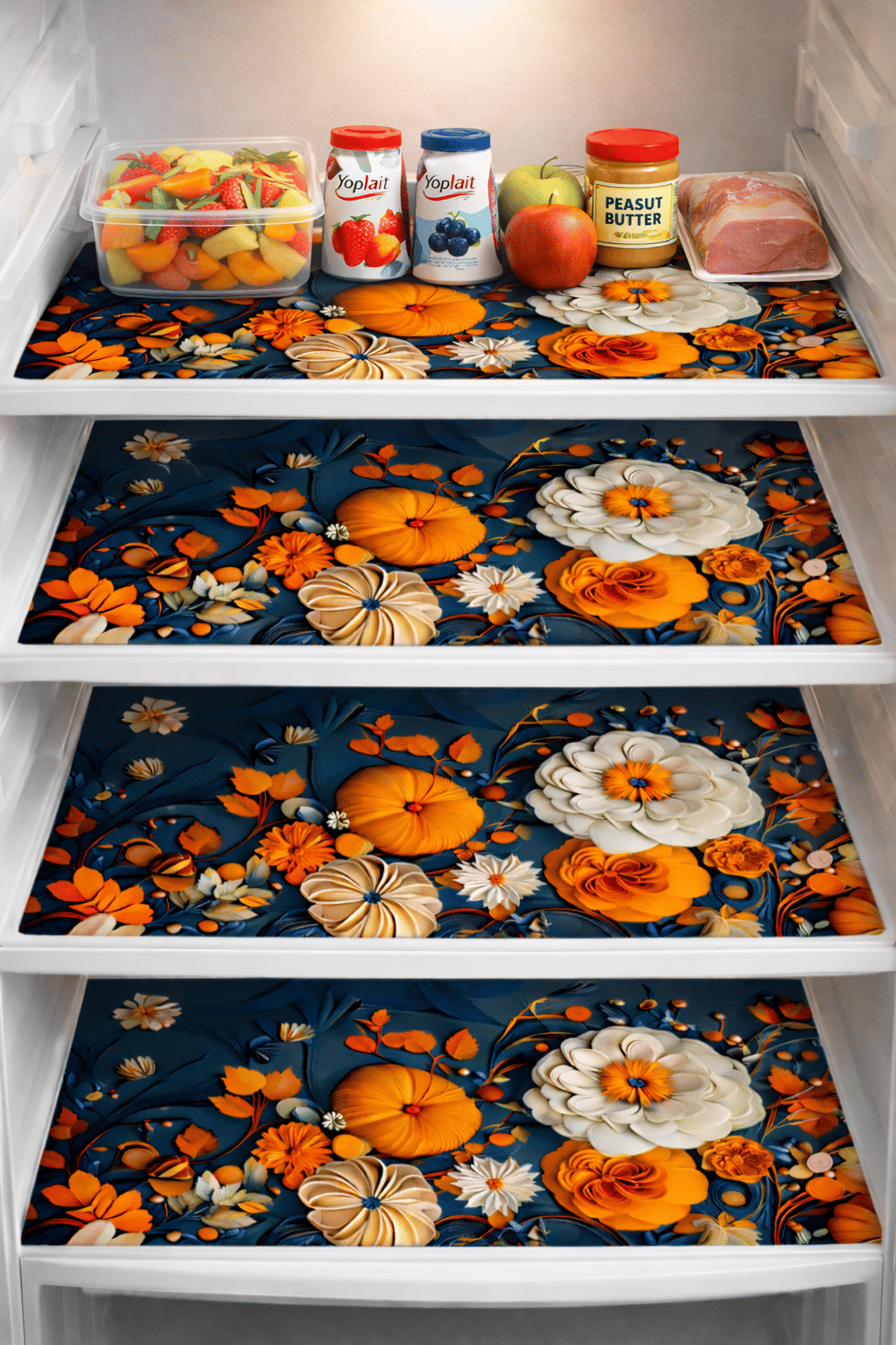 CreadCraft PVC Floral Fridge Mats ( 30 44 ) Pack of 4 - Gray