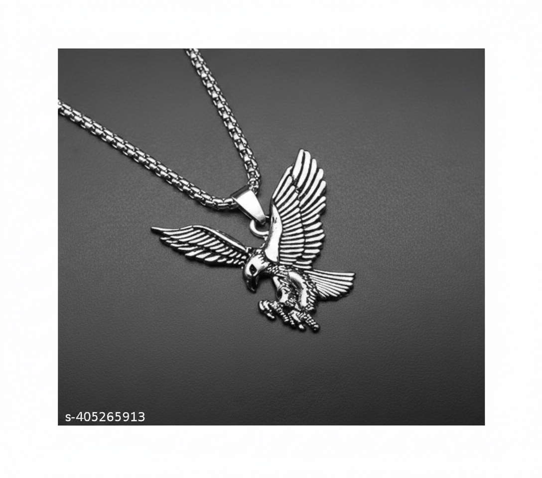 Dzinetrendz Oxidized Silver Stainless Steel Chain with Pendant ( Pack of 1 )