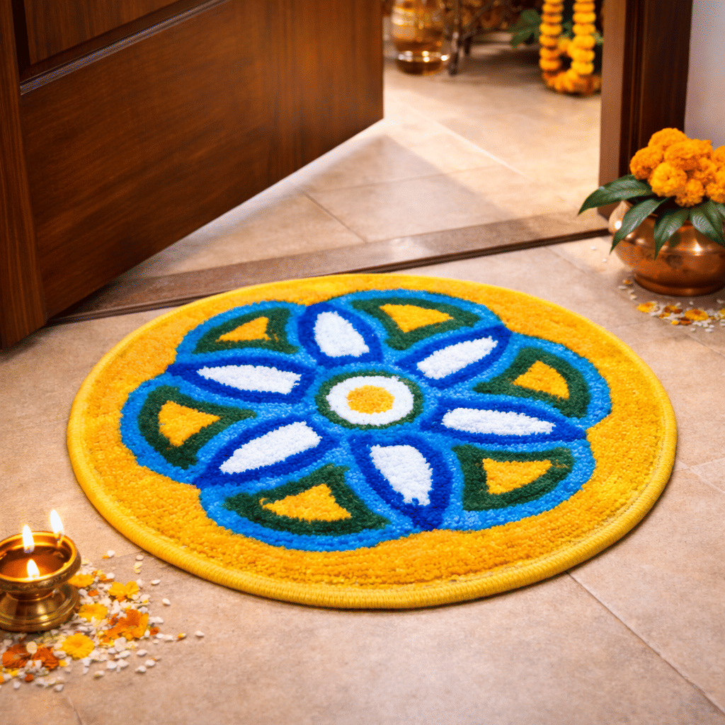 LADLI JEE Set of 1 Regular Polyester Door Mat ( 53 X 53 cm ) Yellow