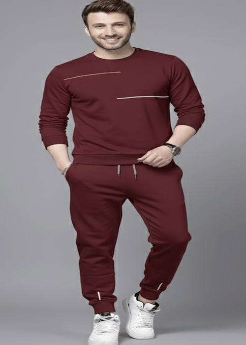 Reya Black Cotton Blend Regular Fit Men's Tracksuit ( Pack of 1 )