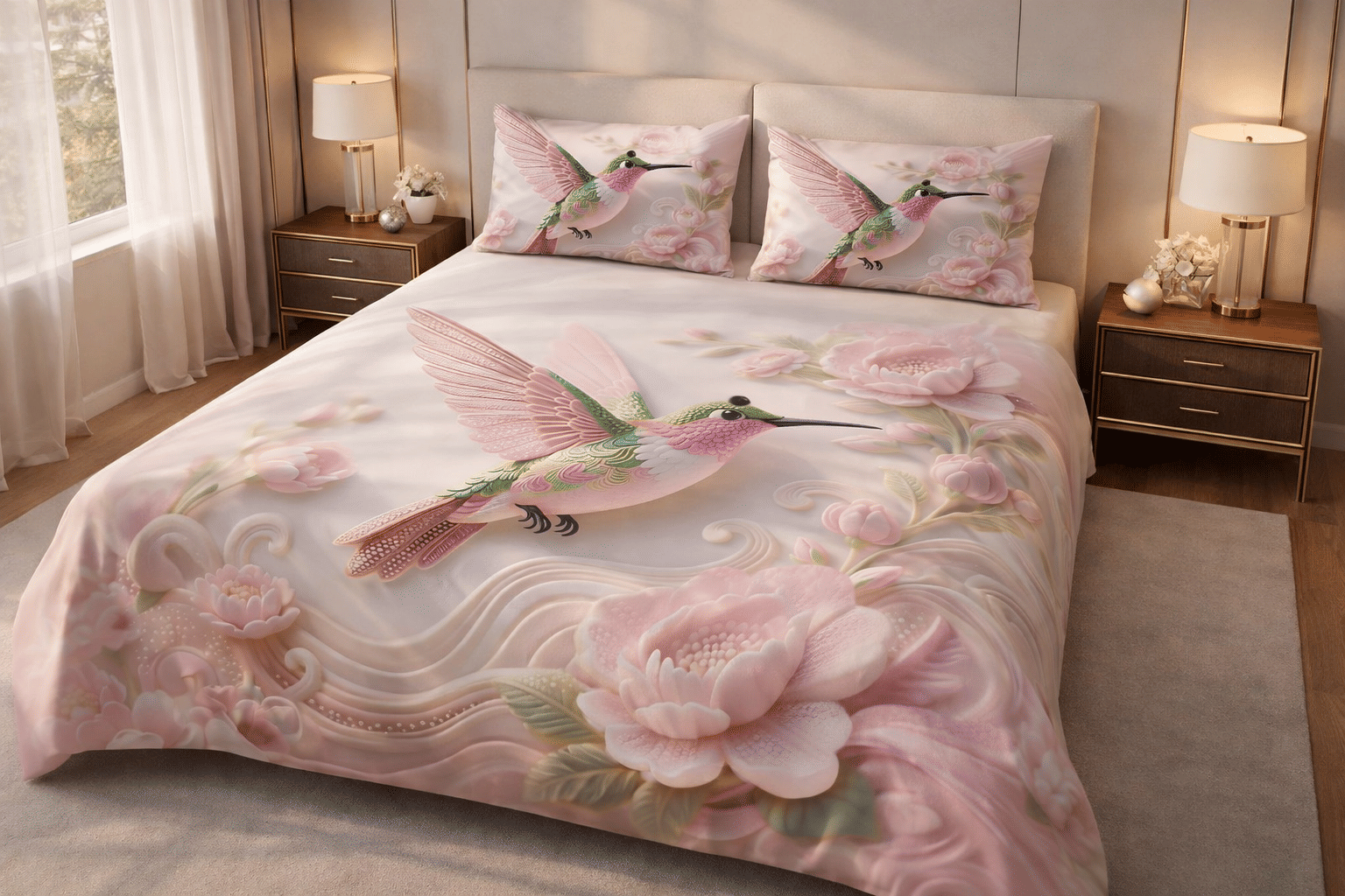 SWIZIER 7D Digital Print Fluorescent Pink Cotton 1 Double Bedsheet with 2 Pillow Covers ( 254 cm x 228 cm )