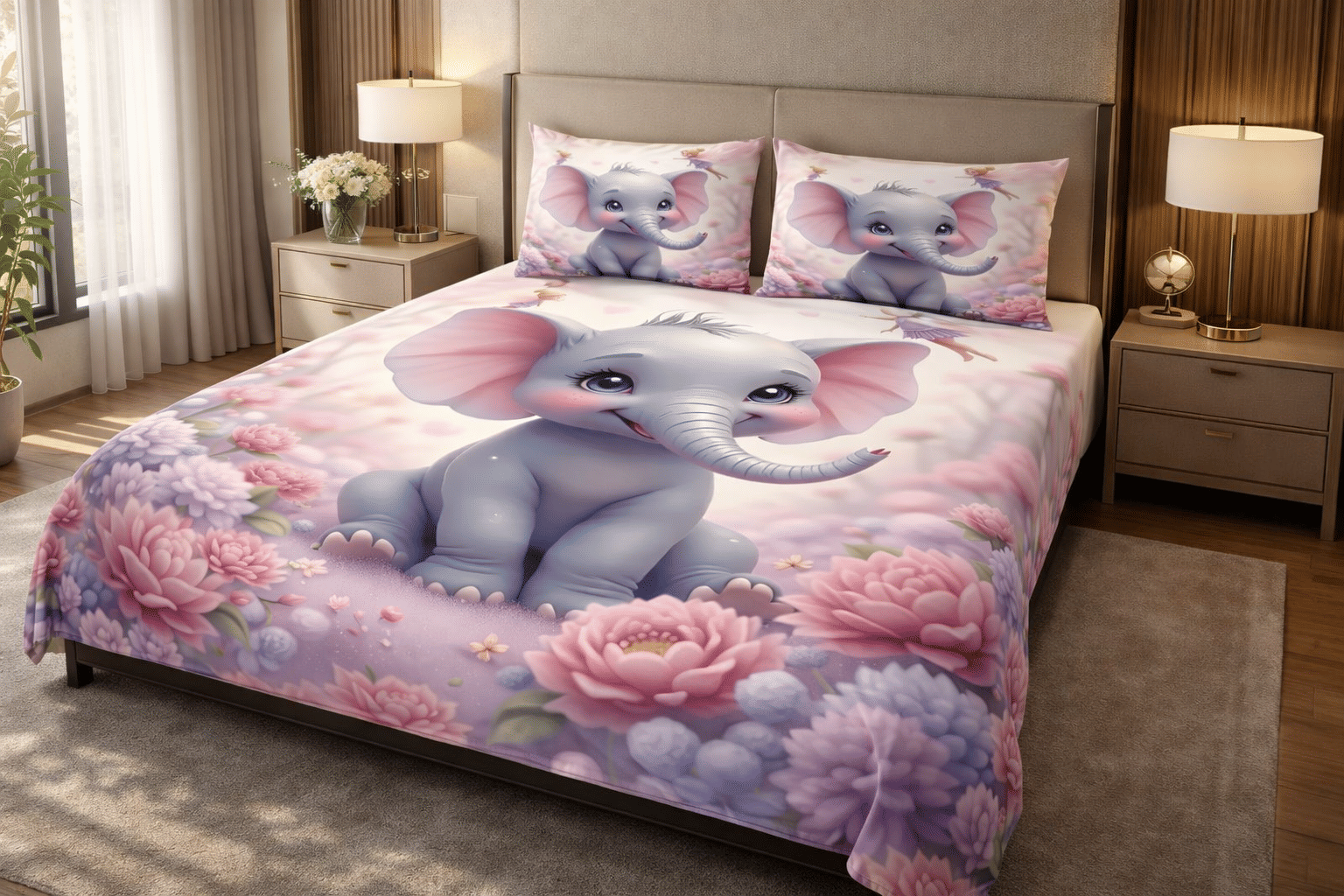 SWIZIER 7D Digital Print Multicolor Cotton 1 Double Bedsheet with 2 Pillow Covers ( 254 cm x 228 cm )
