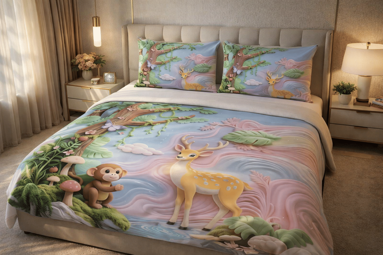 SWIZIER 7D Digital Print Multicolor Cotton 1 Double Bedsheet with 2 Pillow Covers ( 254 cm x 228 cm )