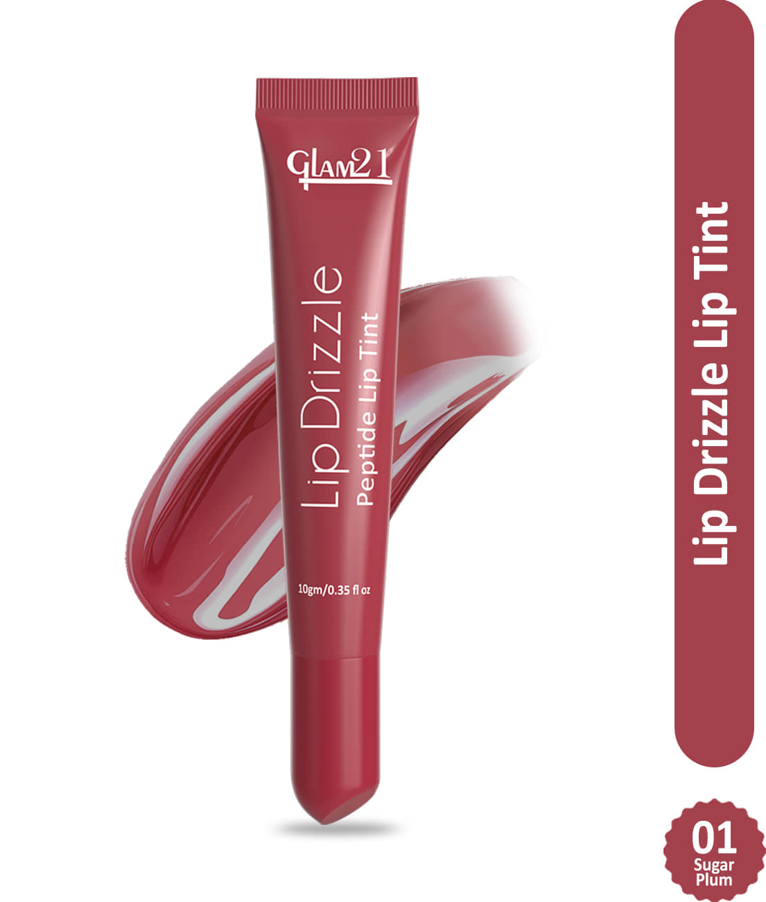 Glam21 Lip Drizzle Peptide Lip Tint Hydrating With Sheabutter Peptides Passionfruit Oil Sugar Plum Pack Of: 1, 10 G