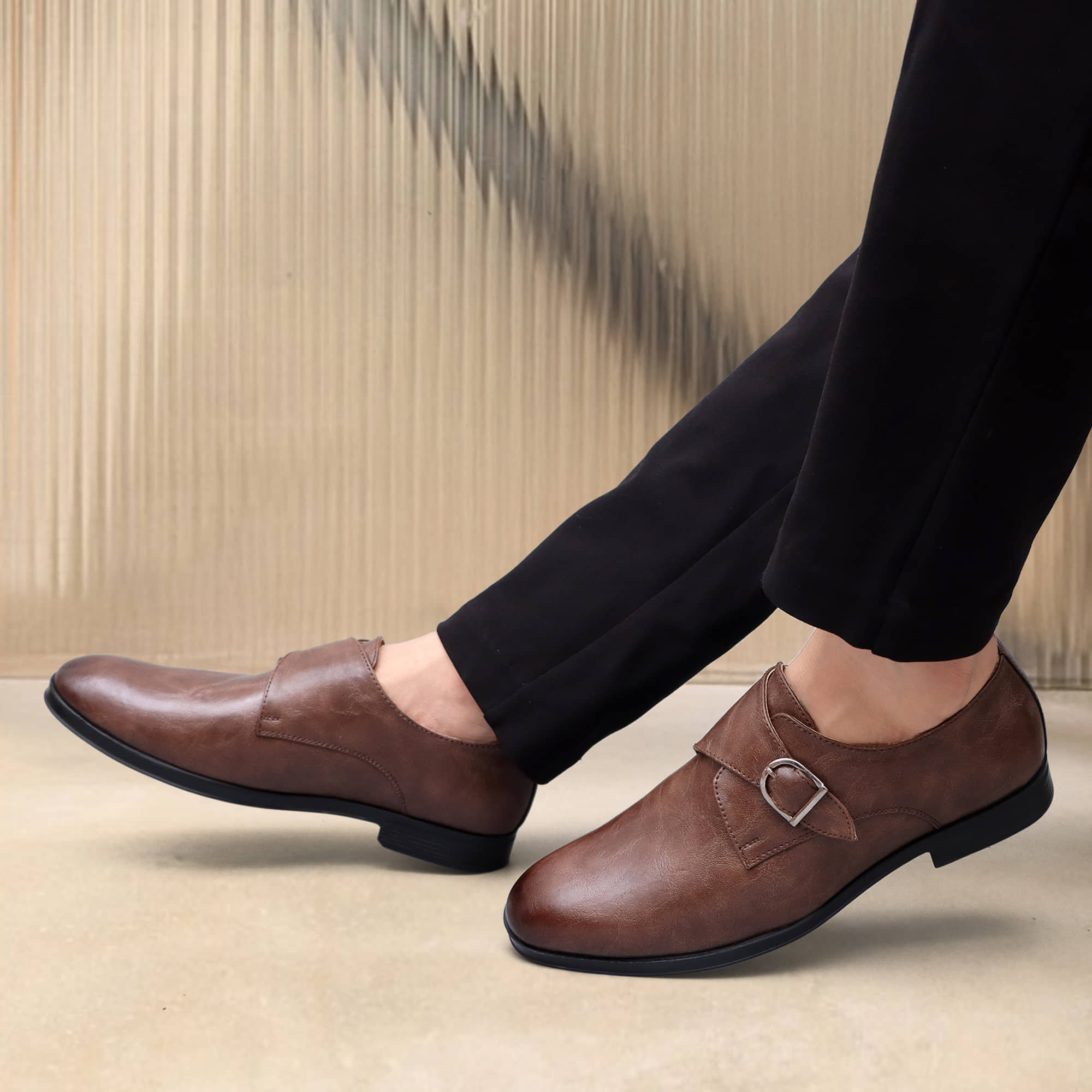 ALCAZO Brown Men's Monk Strap Formal Shoes - Formal Shoes | Buy online on ZillyBuy