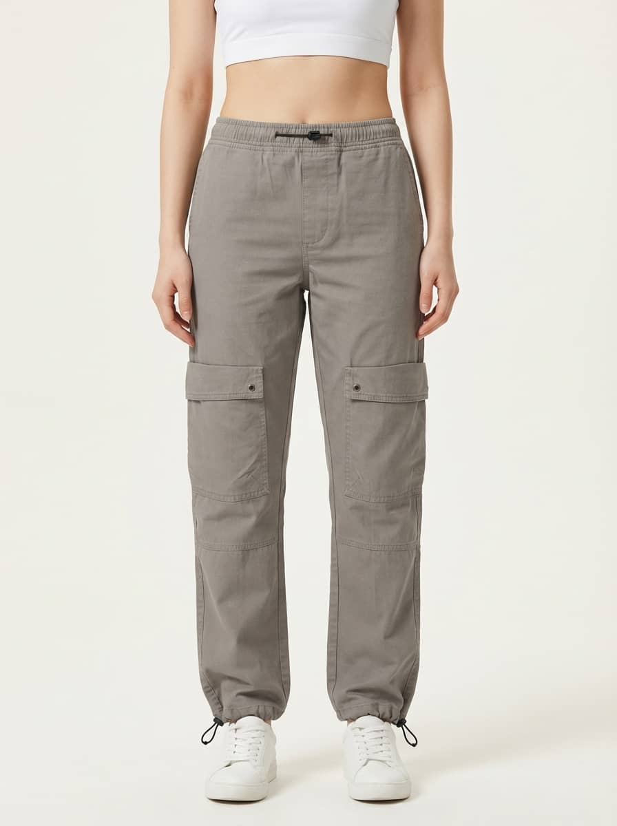 Bene Kleed Women Cotton Cargos Trousers ( Grey ) - Trousers | Buy online on ZillyBuy