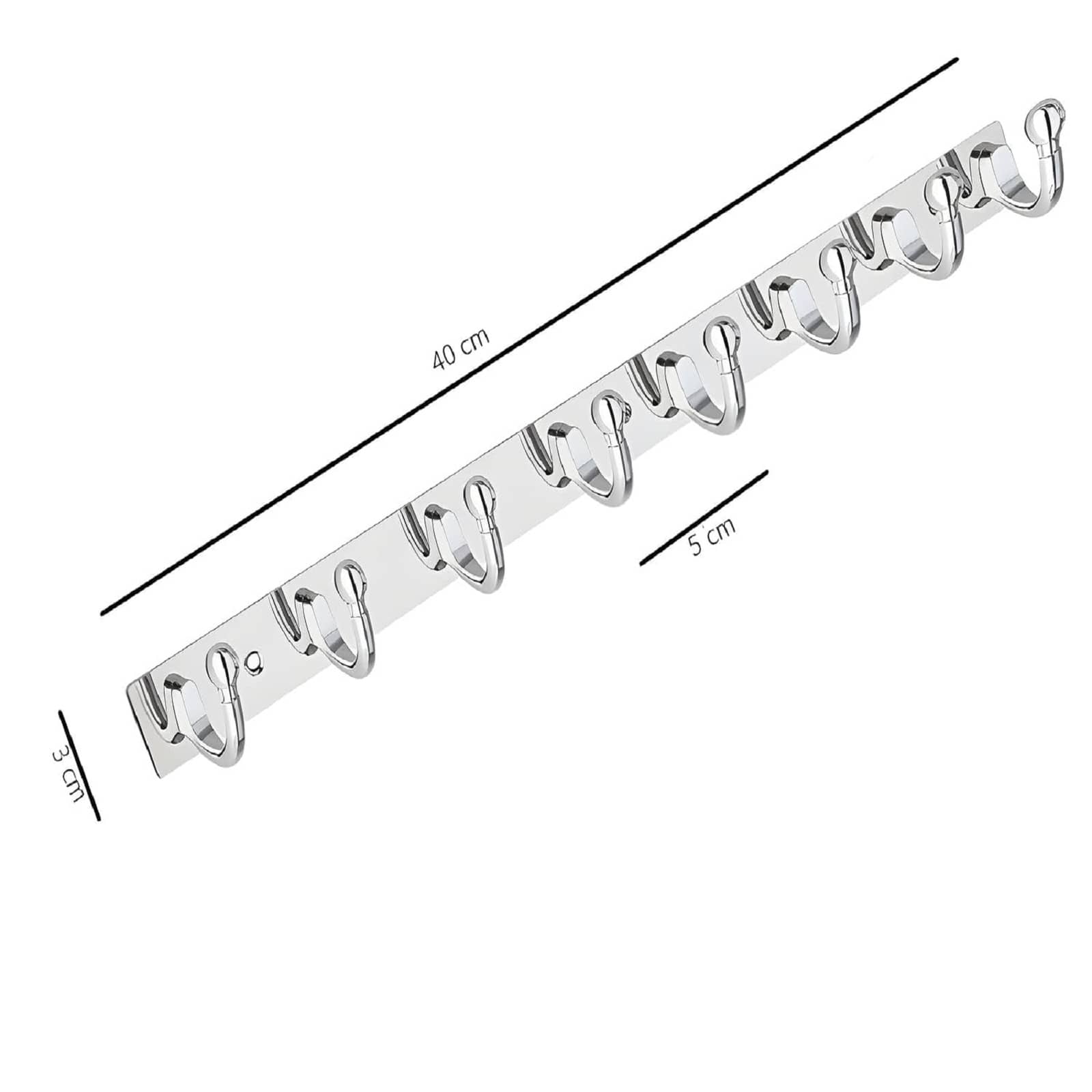 OJASS Stainless Steel & Aluminium Premium Heavy Quality - 8 PIN GOLI Cloth Hanger Bathroom Wall Door Hooks with 4 Screw and 4 Grip (Pack of 1 pcs) GHS08SS1