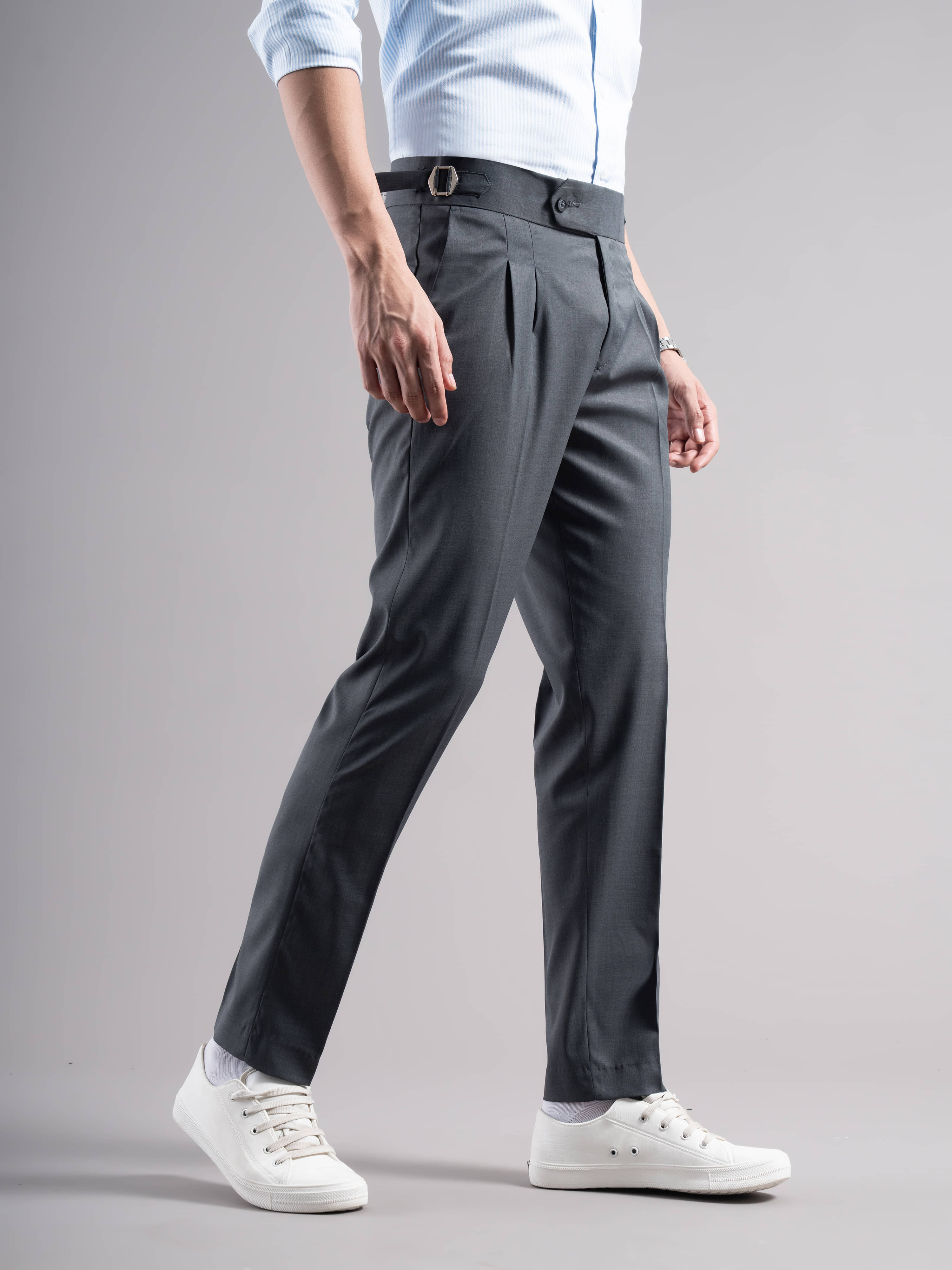 Paul Street Slim Men's Formal Trouser - Silver ( Pack of 1 ) - Trousers | Buy online on ZillyBuy