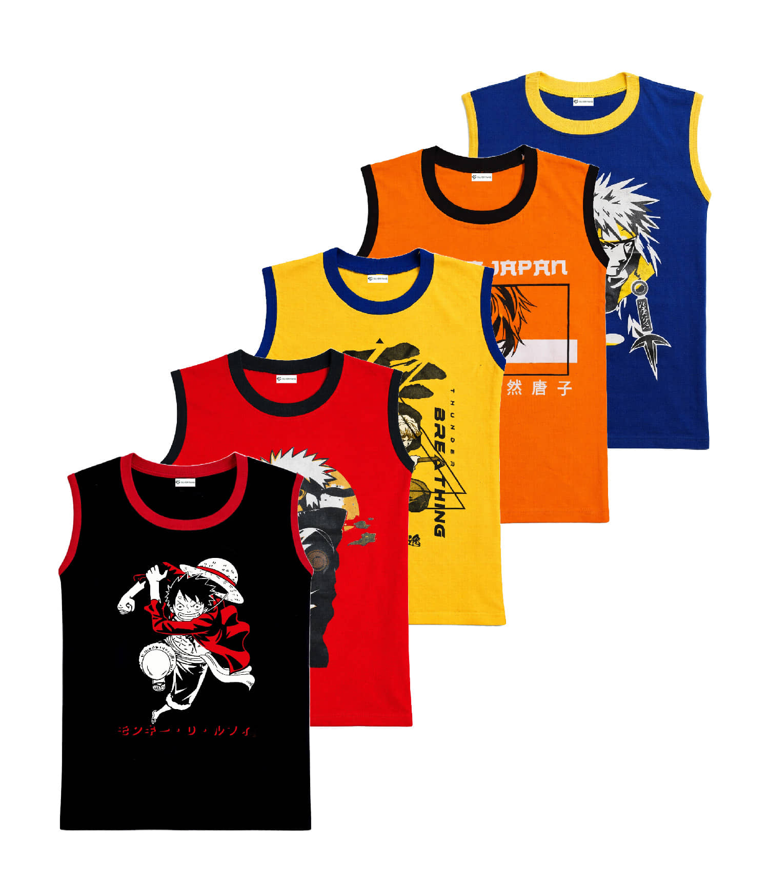SILVER FANG Pack of 5 Boys Cotton T-Shirt ( Multi Color )