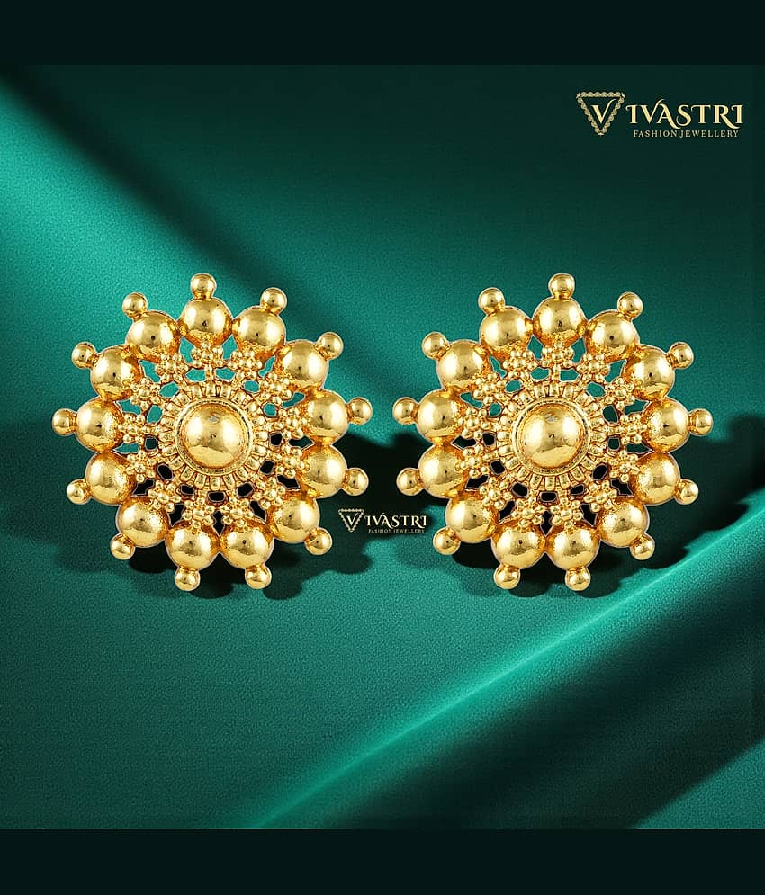 VIVASTRI Golden Stud Earrings ( Pack of 1 ) - Earrings | Buy online on ZillyBuy